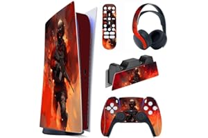 playvital Warfire Full Set Skin Decal for ps5 Console Digital Edition, Sticker Vinyl Decal Cover for ps5 Controller & Charging Station & Headset & Media Remote