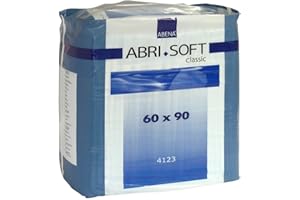 ABENA Abri-Soft Classic Disposable Incontinence Bed Pads, Eco-Labelled Incontinence Underpads, Leak Protection, Soft & Secure Bed Protectors For Incontinence - 60x90cm, 2200ml Absorbency, 25PK