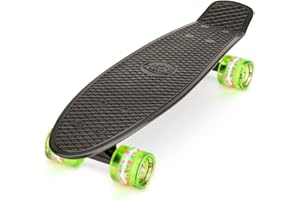 Xootz Retro-Kunststoff-Skateboard mit LED-Leuchtrollen, für Kinder, komplett