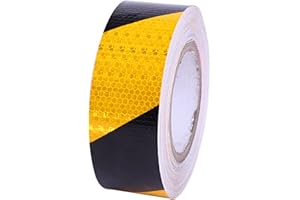 Ksvaye 25M x 5cm Nastro Segnaletico Nastro Catarifrangente Alta Visibilità Adesivo Nastro Adesivo Giallo Nero Per Auto Moto Veicoli E Trattori Bicicletta Attività Notturna