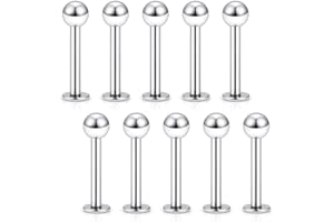 Briana Williams 10pcs Bagues À Lèvres en Acier Inoxydable 14G Labret Langue Nez Goujons Helix Boucle d'oreille Piercing 8-19mm Bars en Stock