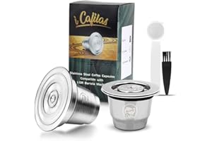 i Cafilas Cápsulas Recargable Reutilizables Acero Inoxidable Compatible con Philips L’OR , capsula recargable para nespresso，cafeteras y Cepillo,con Cuchara de café, Cepillo