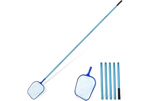 SANLIKE Swimming Pool Skimmer Net Basket with Long Aluminum Pole Extend 7.58 FT Fine Mesh Rake Netting for Cleaning Swimming Pool Spa Pond Leaf Debris