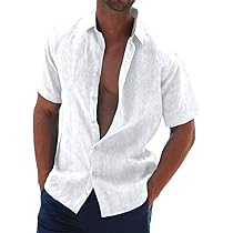 Fynch-Hatton Linnen Shirt Korte Mouw | Olijf Wit Gestreept | Piet Koopmans