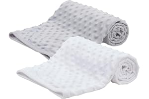 SCRUFFYTED Newborn Baby Boys Girls Luxury Bubble Soft Fleece Blankets - Pack of 2 Grey + White