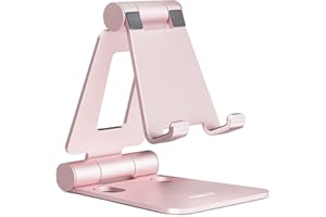 NULAXY Support Téléphone Réglable, Support Téléphone Bureau Pliable Portable Tablette Dock Compatible avec iPhone 15/14/13/12/11 Pro Max Mini XR X 8 Samsung Huawei d'autres Smartphones - Or Rose