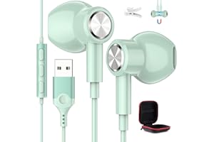 ASKUBSKU Auriculares con Micrófonos para PC, Magnético Ligeros Auriculares USB para Juegos,Cancelación Ruido Auriculares para Portátil con Control de Audio Audifonos Gaming para Transmisión En Vivo PS4 Oficina