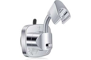 HAIFAFAFAING 360° Adjustable Shower Head Holder, Wall Mount Suction Cup Handheld Shower Holder, No Drill Tool-Free Installation, Bathroom Accessories, Polished Chrome Finish