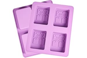 WANDIC - Molde para jabón de Silicona, 2 Unidades con 4 cavidades rectangulares del árbol de la Vida, Molde de Resina para Hacer jabón Hecho a Mano