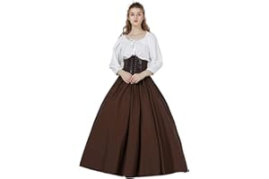 BEAUTELICATE BAUTELICATE Saya Medieval Falda Larga Algodón 100% Cintura Elástica para Renacentista Gótico Larp