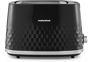 Morphy Richards Hive 2 Slice Toaster, Variable Browning, Removable Crumb Tray, Cancel, Defrost, Reheat, Anti-jam feature, Gloss Finish, 850W, Black, 220031