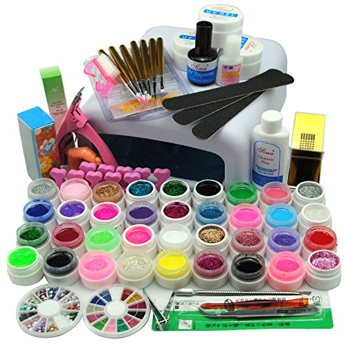 Fashion Galerie UV Nagelset Nail Art Set 36w UV Lampe Nagelstudioset Nagelgele Glitter Starterset Muttertag Geschenk