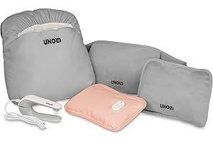 ‎UNOLD Unold 86027 Wärmi Premium Set aus elektrischer Wärmflasche mit Heizgürtel & Fußwärmekissen, wohltuende Wärme für Bauch Rücken Nacken Füße, sichere Handhabung ohne heißes Wasser und Smog bis 65°C Grau