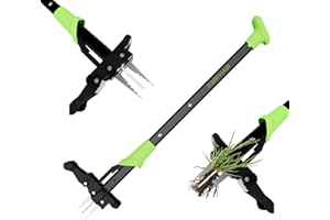 TohieVogh 100 CM Weed Puller Root Remover, Stand up Hand Weed Remover Tool with 4 Claws, Long Handled Weeding Tool for Garden Lawn, Weeder Tool for Dandelion, Green