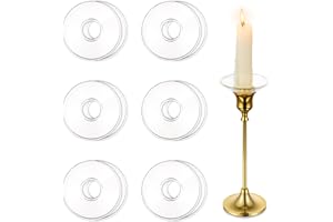 Hewory Bobeches de vidrio para candelabros, 12 protectores de cera para colector de goteo, portavelas para velas cónicas y de iglesia, decoración de sala de estar, redondo, transparente