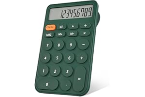 EooCoo Mini Pocket Calculator, 12 Digit Basic Calculator, Easy to Carry 14.2x8.7x1.8cm, Battery Powered, for Office, School, Shop, Students - Green