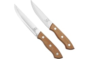 Meritaipolw Lot de 2 couteaux à éplucher, couteau à fruits et légumes, couteau tranchant en acier inoxydable pour fruits et légumes avec manche ergonomique en bois pour couper les fruits et les