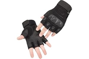 AXELENS Guanti Tattici Militari Uomo Moto Estivi Sportivi Bici Antiscivolo Senza Dita Mezze Dita Outdoor Protezione Nocche Imbottite MTB Antivento Leggeri Antitaglio