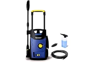 Michelin High Pressure Washer, 125 Bar, Powerful Pressure Washer for Cars, Bikes, Outdoor Surfaces, Compact, Includes Nozzles, Efficient, Black & Blue
