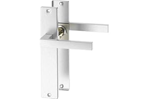 ERGO line CUBE garniture de porte en acier inoxydable, poignée avec rosette sans d’orifice, ensemble de poignées avec rosette longue, garniture de porte, poignée, tige carrée de 7 mm