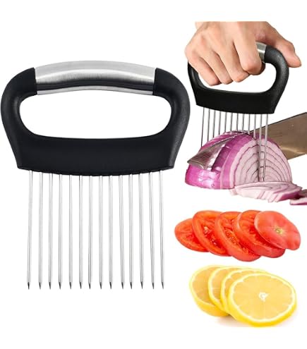 2 Coupe-oignons En Acier Inoxydable SZZETK | Support à 10 Fourches Pour Couper Oignons, Tomates, Pommes De Terre, Viande…