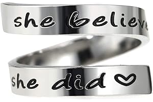 Gleamart Inspirational Ring Stainless Steel Engraved Keep Going Ring Gift
