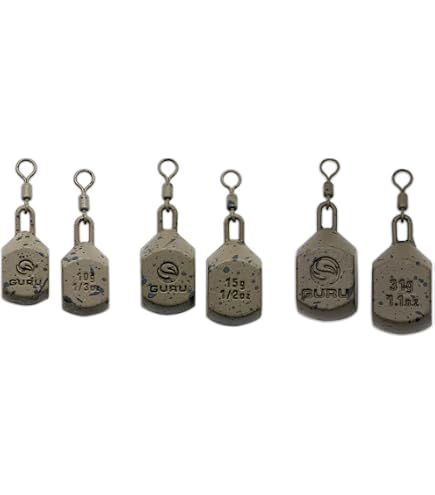 Plomos Cuadrados Guru X-Safe Para Pesca – Pack De 3, Todos Los Tamaños, Pesca Gruesa, Marrón
