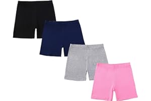 CHUNG Girls Biker Shorts Cotton Toddlers Cartwheel Dance Yoga Play Under Dress Skirt School Uniform Basic Kids Summer Clothes 4 Pack