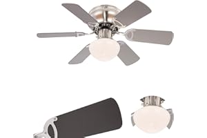 GLOBO Deckenventilator mit Beleuchtung und Zugschalter Leise Deckenleuchte mit Ventilator Decke (3 Stufen, Deckenlampe, 76 cm, Rechts Links Lauf, Ahorn Graphit)