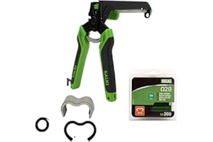 SALKI Set Cucitrice per Recinzioni con Caricatore FSK20C – Graffettatrice per Recinti con Tagliafili Integrato + Blister da 200 Graffe Ω20 Verdi