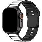 Apple Watch 11 10 9 8 7 6 SE Ultra Uyumlu 42 44 45 46 49mm &Ccedil;ift Renk Bakla Desen Hibrit Silikon Kordon