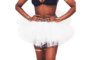 Ushiny Women's Christmas Tulle Tutu Skirt - Adult Elastic Classic 6 Layered Tutu for New Year Eve Fancy Dress Ballet Prom Party Costume