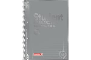 Brunnen 1067927126 Notatnik studencki z kodem kolorów (A4 w linie, styl liniowy 27, 90 g/m², 80 stron), srebrny
