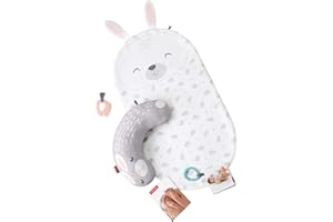 Fisher-Price Mon Coffret Bien-être avec bébé avec tapis lapin, coussin d'éveil, guide de massage et jouets amovibles, dès la naissance, GJD32