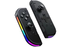 Trosvan Manette pour Switch, Manette Sans Fil pour Switch/Lite/OLED avec LED/Double Vibration/Axe gyroscopique/Réveil/capture d'écran