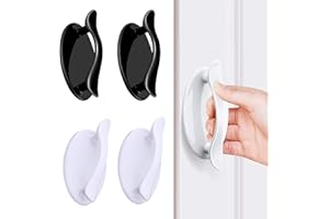 SYLBX 4 pièces Auto adhésif Fenêtre poignée, Poignée Autocollante, Poignée Adhésive Porte Coulissante Pour Fenêtre Placard Tiroir Armoire Réfrigérateur Auxiliaire(Blanc + Noire)