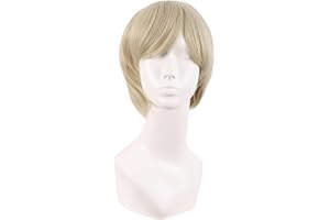 MapofBeauty 10 Pulgada/25 cm Monochrom Side Flequillo Corto Pelucas Alta-temperatura Fibras Normal Pelucas (Dorado)