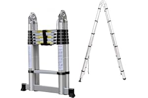 DICN 3.8M 12.5ft Telescopic Ladders Extending Folding Steps 150kg 330lb Capacity Aluminium Portable Multi Function for Home Loft Office Roof Work DIY Builder Indoor Outdoor