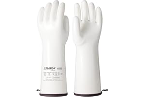 ‎LANON PROTECTION LANON 38cm Flüssig Silikon Hitzebeständige Grillhandschuhe, Topfhandschuhe, Backhandschuhe, Ofenhandschuhe, Grillen, Backen, Kochen, rutschfest, Wasserdicht, Weiß, L/9