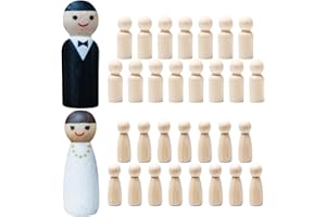 Sixfolo Muñecas Madera para Pintar 30 Piezas Clavijas Madera Sin Terminar de 65 mm Personas de Madera Natural Peg Dolls Pequeños Figuras de Madera en Blanco para DIY Manualidades,2 Estilos