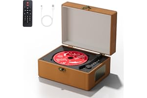 Yintiny Brown Leather CD player With Speakers For Home Decor