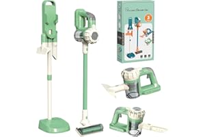 BAYMI 3-in-1 Kinderstaubsauger, Spielzeug Staubsauger für Kinder ab 3 Jahren, Spielzeugstaubsauger mit echter Saugleistung für Realistisches Spielen(Grün)