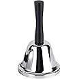 KASTWAVE Loud Hand Bell, Silver Steel Hand Bells for Adults, Dinner Bells for Inside Classroom Bell, for Food Line, Alarm, Jingles, Ringing (Silver)