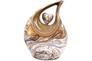 KEEPSAKE COMPANY 25,4 cm große Urne in Tropfenform mit passendem Herz – große Urne für Einäscherung – einzigartige Urne – Asche für Männer, Frauen und große Haustiere, individuell, Mehrfarbig