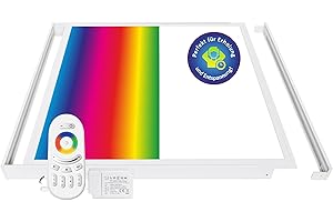 ‎LECOM LECOM Deckenlampe LED Deckenleuchte 62x62 Dimmbar RGB + Neutralweiß 4000K Flach mit Fernbedienung LED Panel Deckenbeleuchtung (62x62 mit Aufbaurahmen)