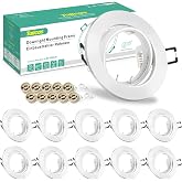 Tailcas GU10 Recessed Spotlight Frame, 10 Pack White Frames Downlight LED Recessed Round with GU10 Lampholders, F Cut 65-80mm