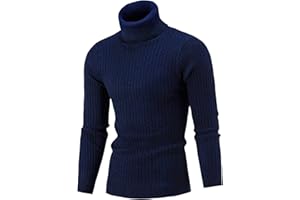 AIDEAONE Maglione Dolcevita da Uomo Maglione Casual a Costine Slim Fit a Maglia Collo Alto Pullover Dolcevita