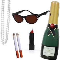 Adults Fabulous Lady Accessory Set - Black Cat-Eye Glasses ...