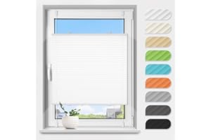 ‎TFSKY Plissee Klemmfix ohne Bohren Weiß B70 x H130 cm Plissees Lichtdurchlässig Faltrollo Jalousie Plisseerollo Fertigplissee Sichtschutz & Sonnenschutz für Fenster & Tür