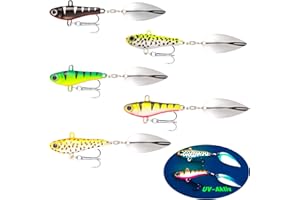 ‎PARTIDEAL Partideal 5 Stück 2023 UV-Aktiv Jig Spinner Set, 20g Angelköder mit Köderbox, Selbst Leuchtende Jigspinner, Bleikopfspinner für Hecht Barsch Forelle Zander Wels